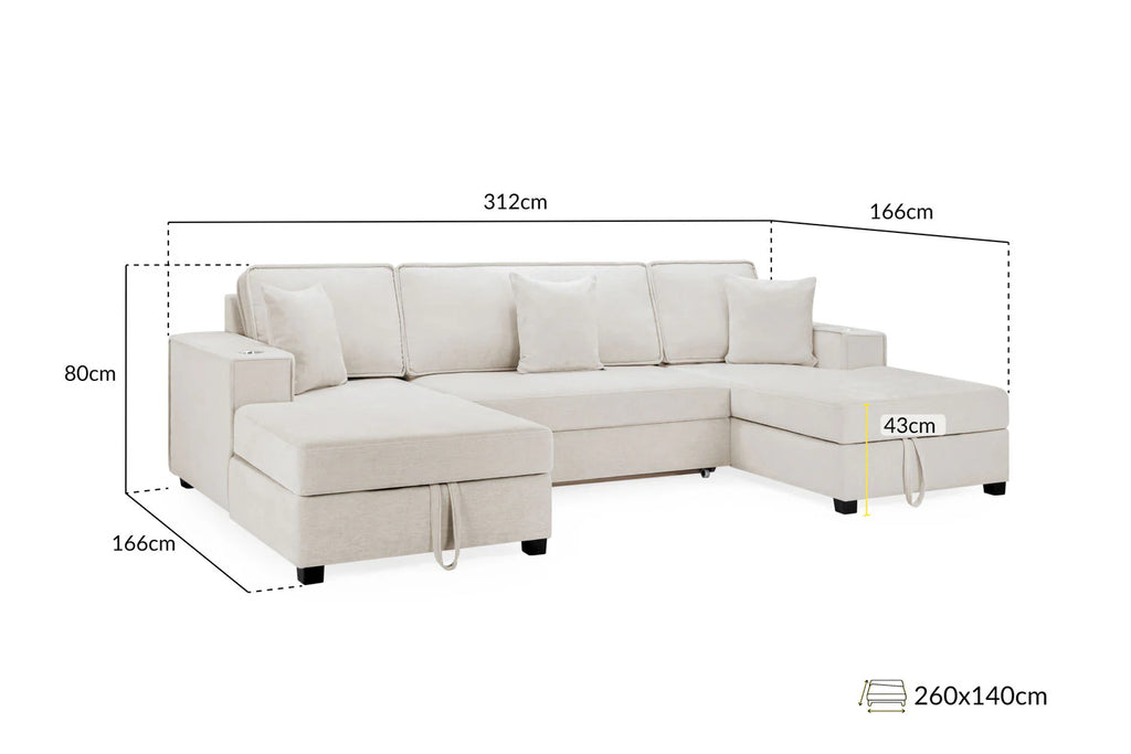 Milan Sofabed Beige Universal Corner