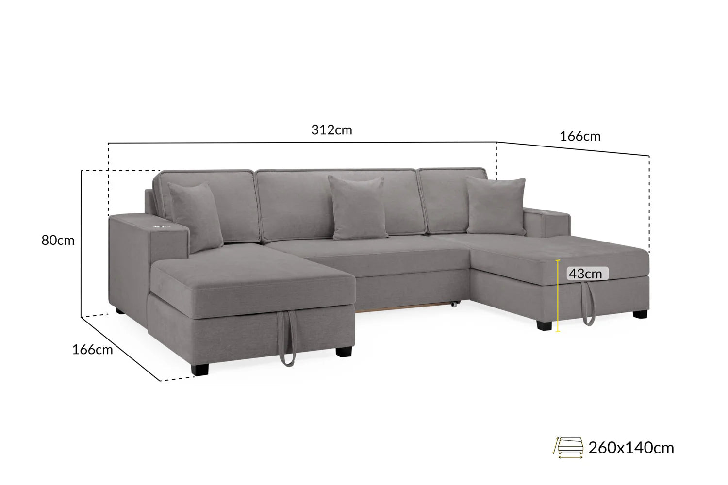 Milan Sofabed Grey Universal Corner