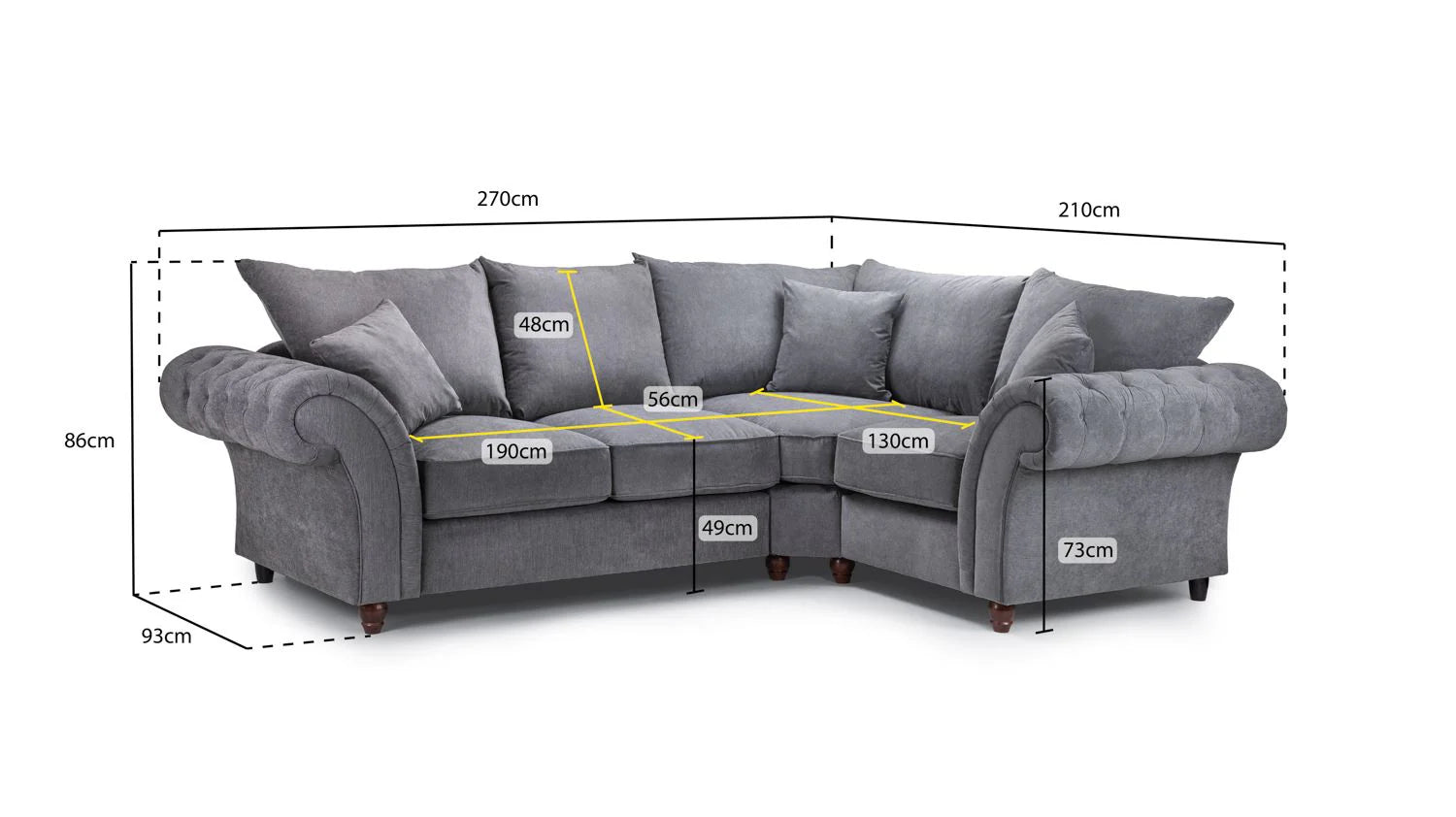Windsor Fullback Sofa Stone Large Corner