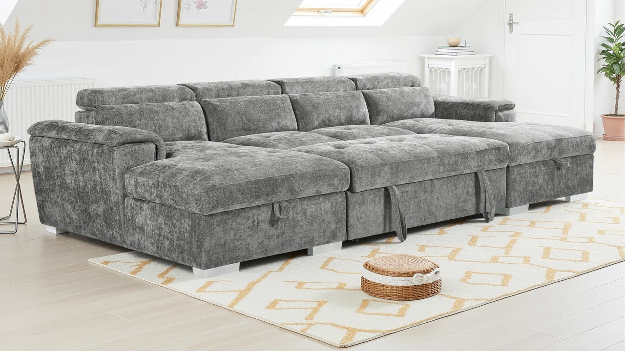 Alaya Sofabed Grey U Shape Corner