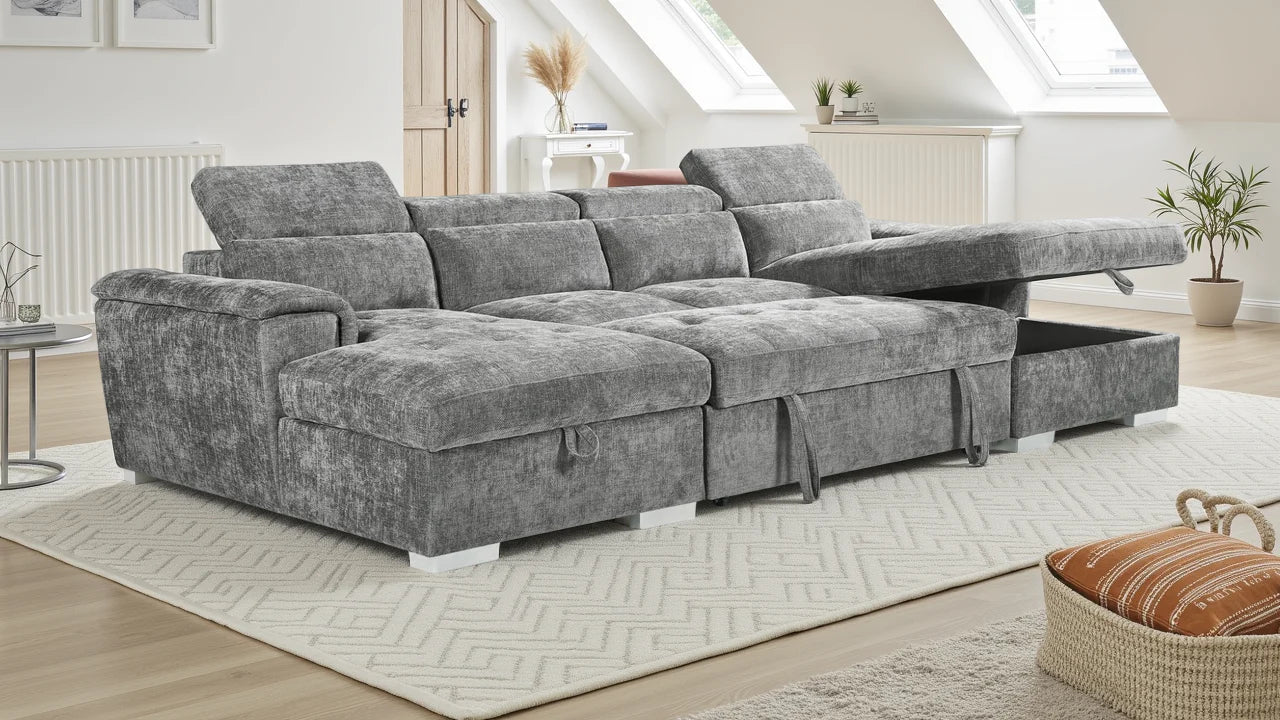 Alaya Sofabed Grey U Shape Corner