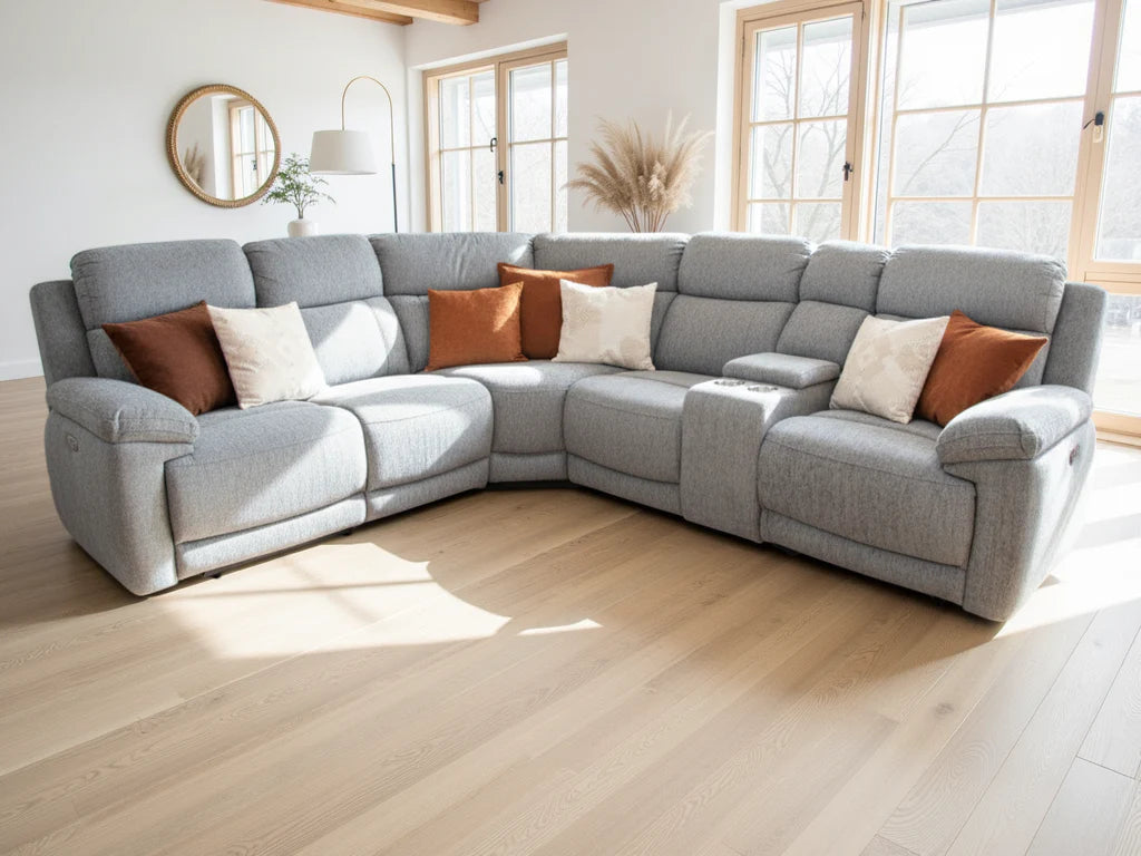 Owen Electric Recliner Sofa Grey Large Corner