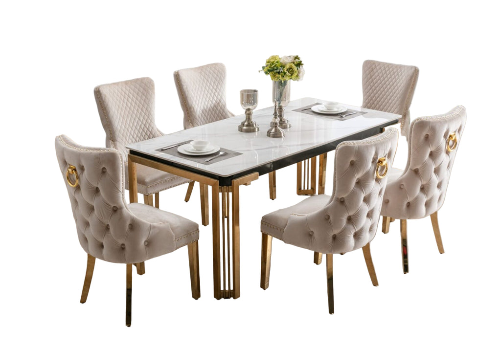 Sorrento Rectangle 180cm Ceramic Gold Table
