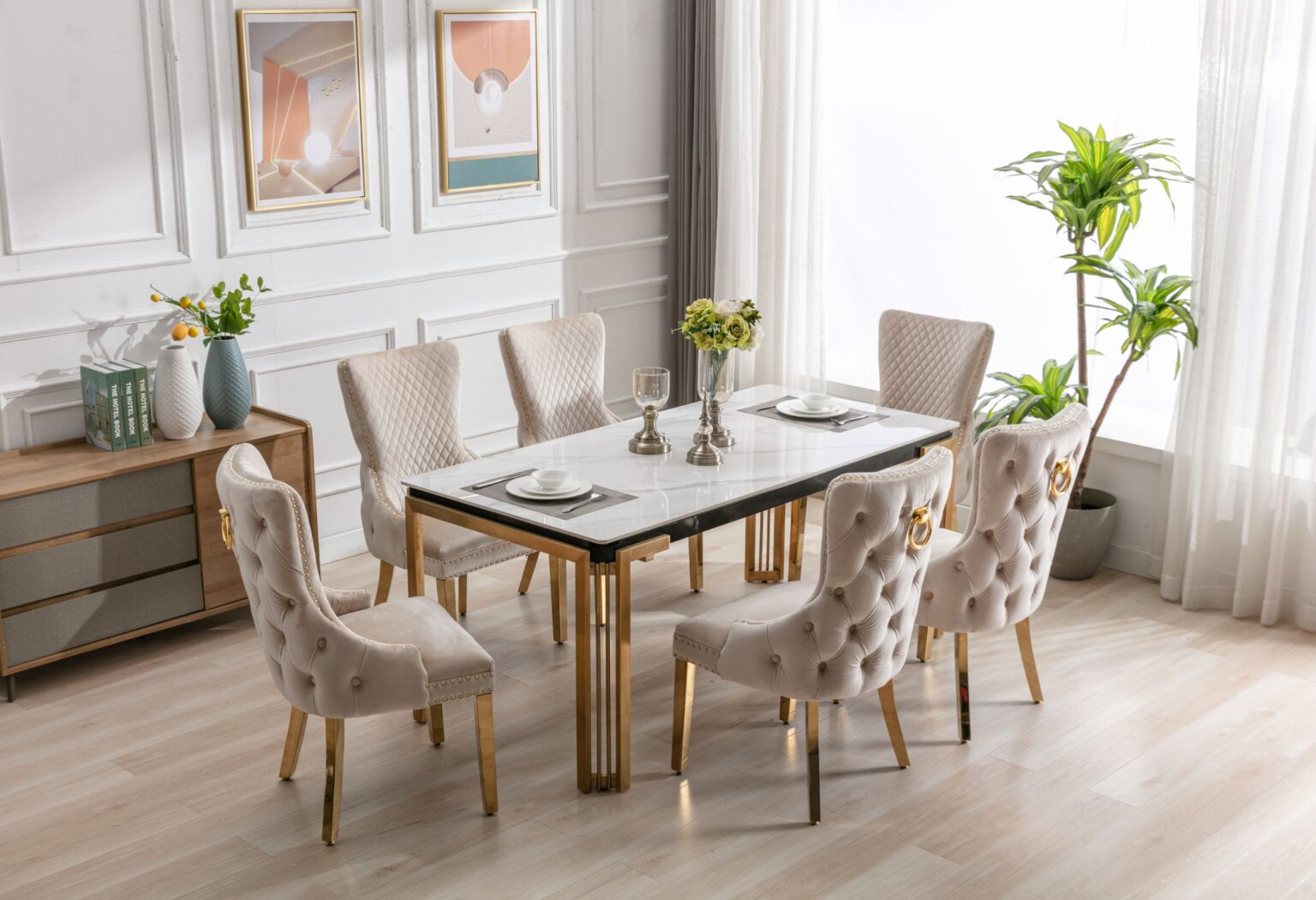 Sorrento Rectangle 150cm Ceramic Gold Table