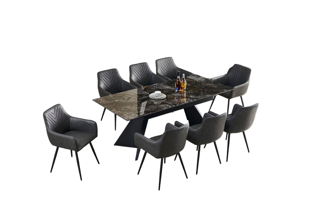Chicago Extending 160cm to 200cm Black & Gold Ceramic Table