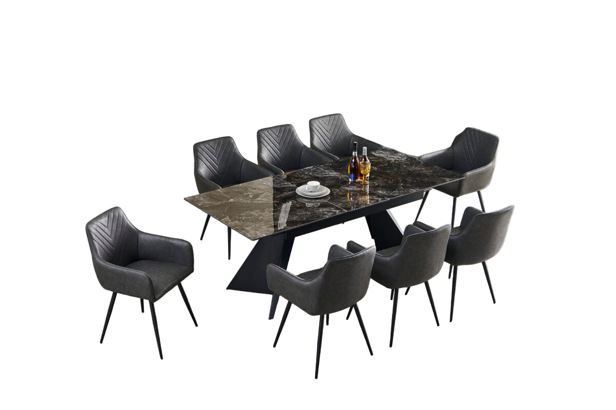 Chicago Extending 160cm to 200cm Black & Gold Ceramic Table