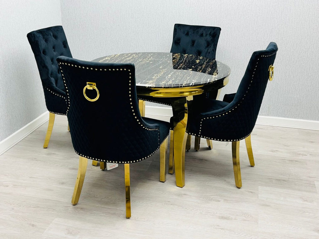Sofia Black & Gold Dining Table All Sizes