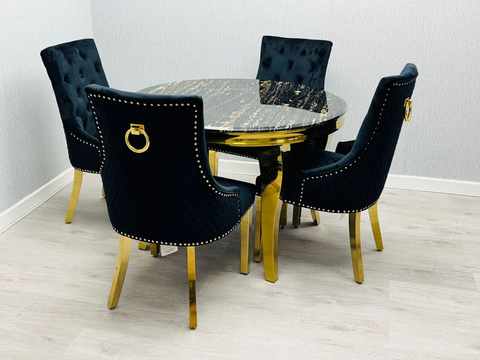 Sofia Black & Gold Dining Table All Sizes