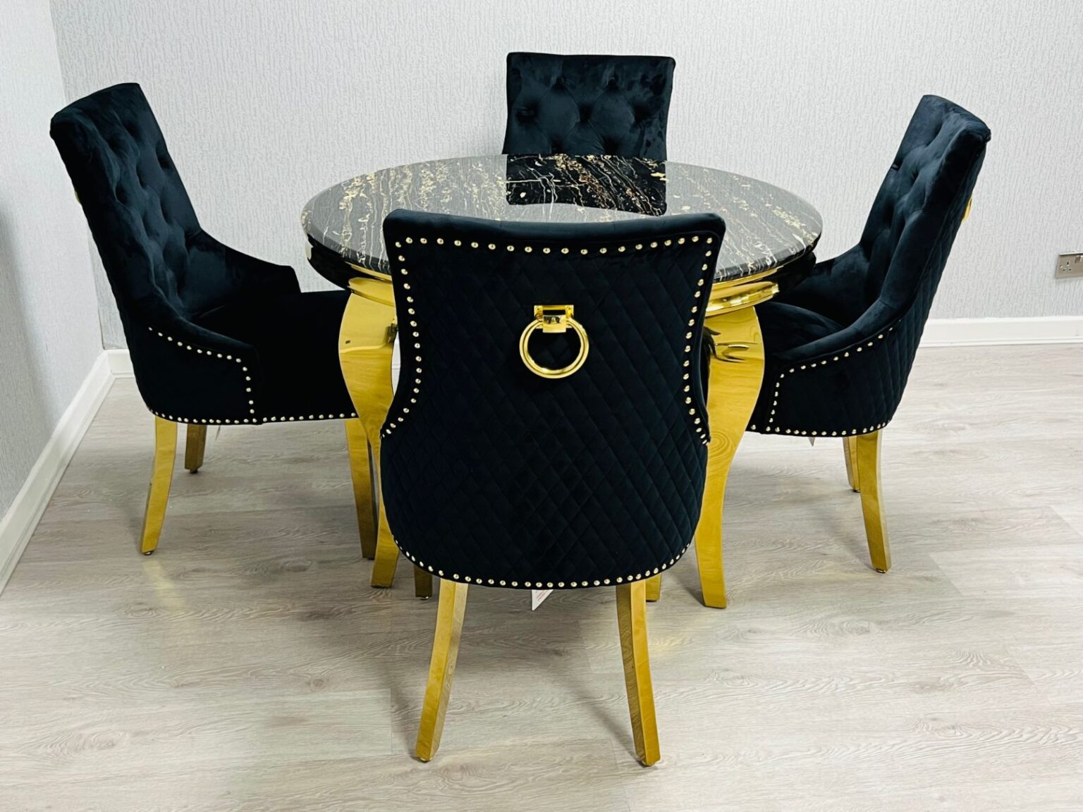 Sofia Black & Gold Dining Table All Sizes
