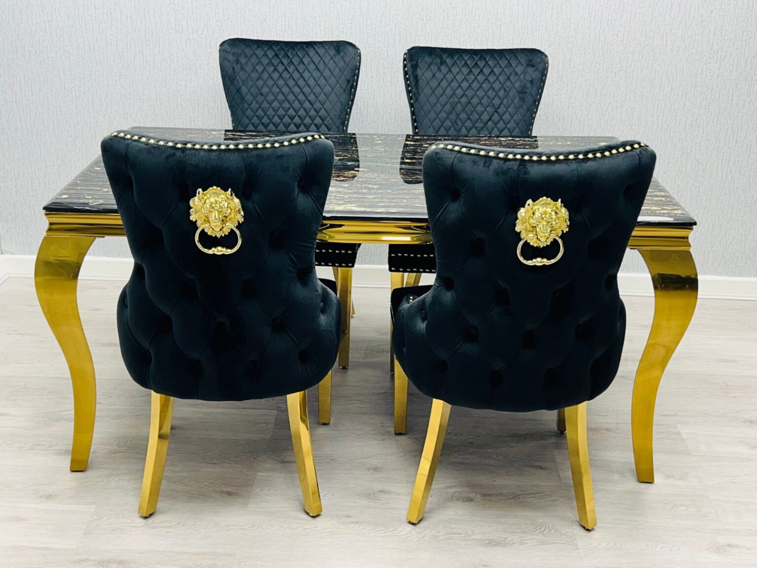Sofia Black & Gold Dining Table All Sizes