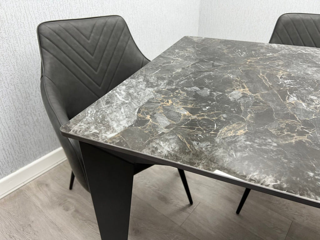 Miami 120cm Black & Gold Ceramic Table Only