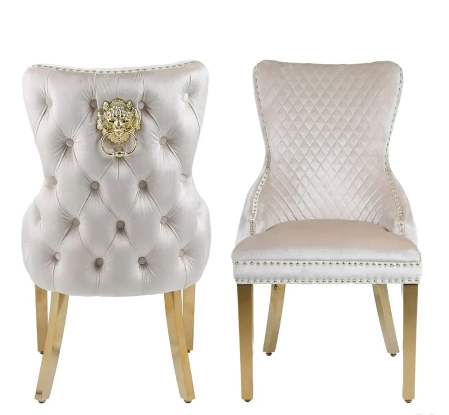 Victoria Cream & Gold Ring Knocker Chair