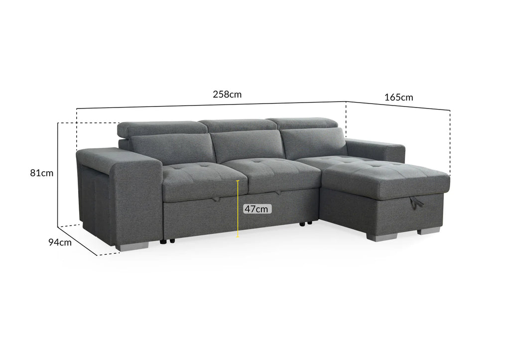 Artemis Sofabed Grey Universal Corner