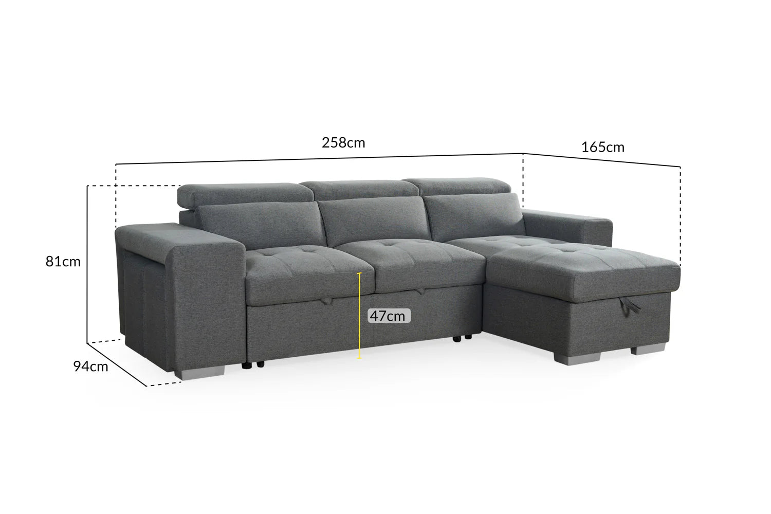 Artemis Sofabed Grey Universal Corner