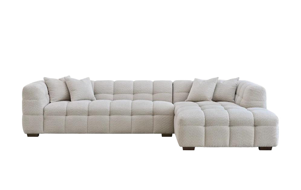 Aluxo Tribeca Right Hand Corner Group in Oatmeal Boucle Fabric